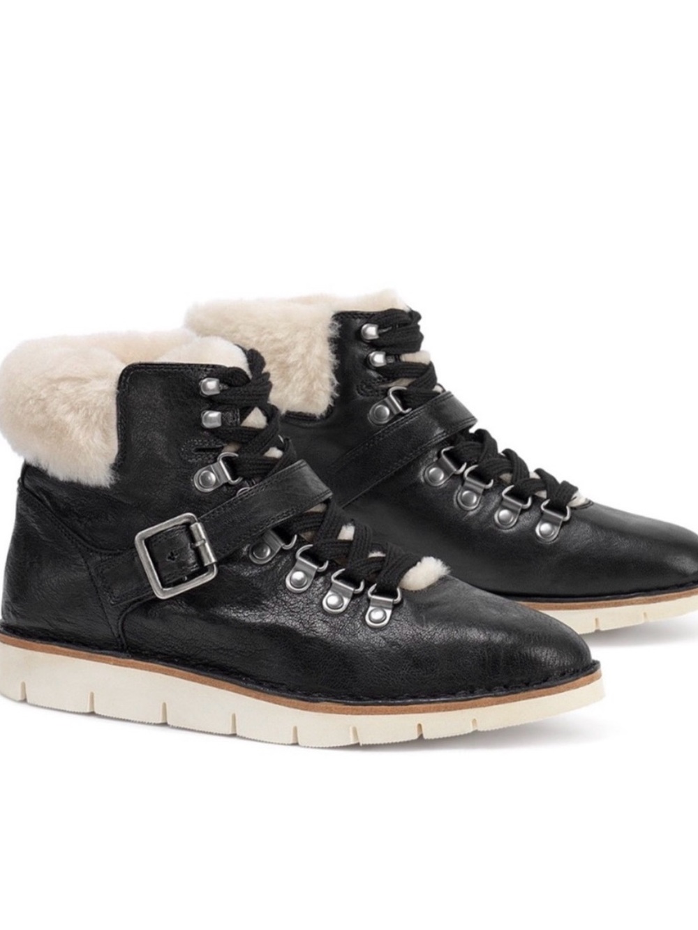 Trask Black Leather Shearling-Lined Sneaker